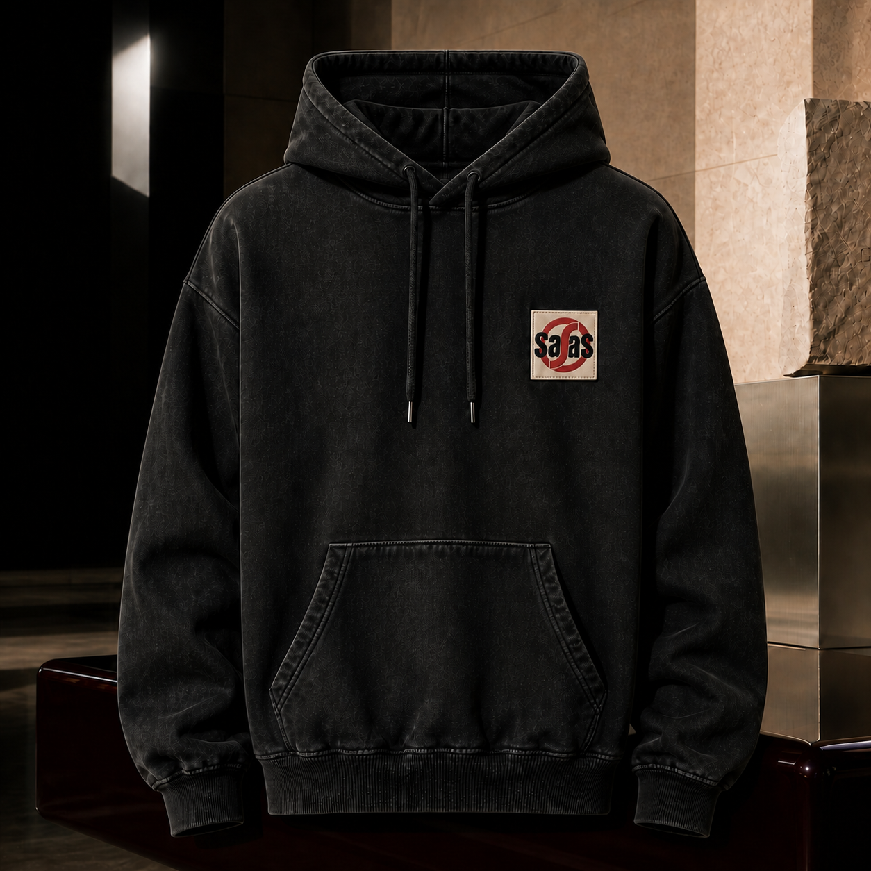 Washed charcoal heavyweight hoodie